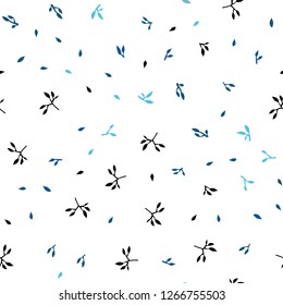 Light BLUE vector seamless doodle layout with leaves. Decorative illustration with doodles on abstract template. Template for business cards, websites.