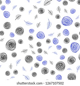 Light BLUE vector seamless doodle pattern with leaves and flowers. Colorful illustration in doodle style with leaves, flowers. Design for wallpaper, fabric makers.