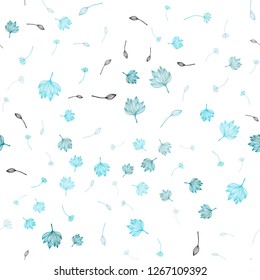 Light BLUE vector seamless doodle backdrop. Colorful abstract illustration with leaves in doodle style. Pattern for wallpapers and coloring books.