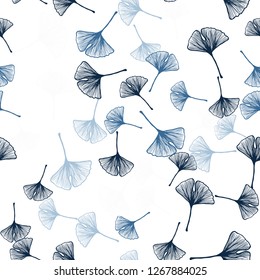 Light BLUE vector seamless doodle background with leaves. Doodle illustration of leaves in Origami style with gradient. Template for business cards, websites.