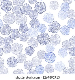 Light BLUE vector seamless doodle background with flowers. Doodle illustration of flowers in Origami style. Template for business cards, websites.