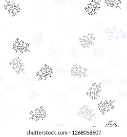 Light BLUE vector seamless doodle pattern with branches. Shining colored illustration with leaves and branches. Design for textile, fabric, wallpapers.