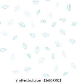 Light BLUE vector seamless doodle pattern with leaves. Doodle illustration of leaves in Origami style with gradient. Design for wallpaper, fabric makers.