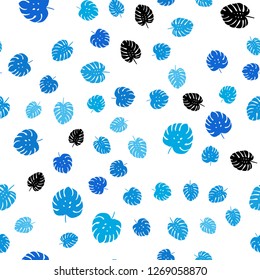 Light BLUE vector seamless doodle pattern with leaves. Glitter abstract illustration with doodles and leaves. Design for textile, fabric, wallpapers.