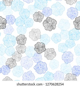 Light BLUE vector seamless doodle pattern with flowers. Modern abstract illustration with flowers. Design for wallpaper, fabric makers.