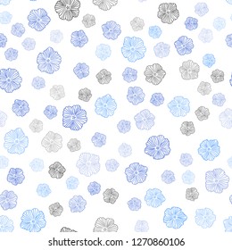 Light BLUE vector seamless doodle backdrop with flowers. Illustration with colorful abstract doodle flowers. Pattern for trendy fabric, wallpapers.
