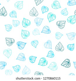 Light BLUE vector seamless doodle pattern with leaves. New colorful illustration in doodle style with leaves. Design for textile, fabric, wallpapers.