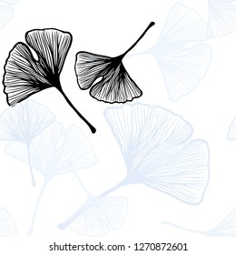 Light BLUE vector seamless doodle texture with leaves. Colorful illustration in doodle style with leaves. Pattern for design of fabric, wallpapers.