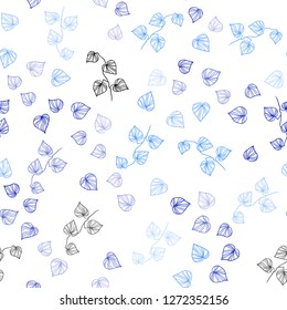 Light BLUE vector seamless doodle pattern with leaves. An elegant bright illustration with leaves in Natural style. Pattern for design of window blinds, curtains.