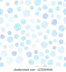 Light BLUE vector seamless doodle layout with flowers. Shining colored illustration with flowers. Template for business cards, websites.