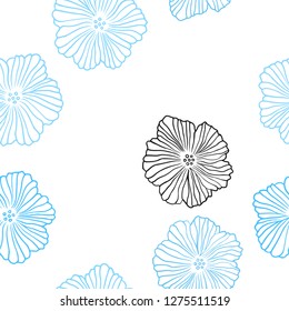 Light BLUE vector seamless doodle texture with flowers. Flowers with gradient on white background. Pattern for trendy fabric, wallpapers.