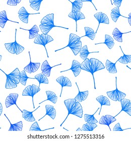 Light BLUE vector seamless doodle template with leaves. Modern geometrical abstract illustration with leaves. Pattern for trendy fabric, wallpapers.