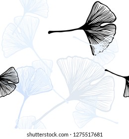 Light BLUE vector seamless doodle background with leaves. Decorative illustration with doodles on abstract template. Template for business cards, websites.