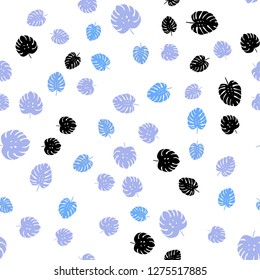 Light BLUE vector seamless doodle background with leaves. Colorful abstract illustration with leaves in doodle style. Template for business cards, websites.