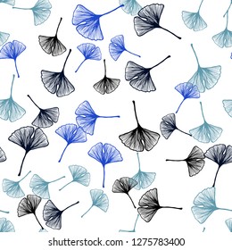 Light BLUE vector seamless doodle background with leaves. Modern geometrical abstract illustration with leaves. Pattern for design of fabric, wallpapers.