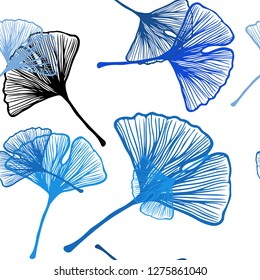Light BLUE vector seamless doodle backdrop with leaves. Colorful abstract illustration with leaves in doodle style. Template for business cards, websites.