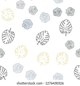 Light Blue vector seamless doodle pattern with flowers, leaves. Creative illustration in blurred style with leaves, flowers. Design for wallpaper, fabric makers.