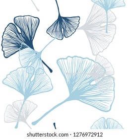 Light BLUE vector seamless doodle template with leaves. Modern geometrical abstract illustration with leaves. Pattern for trendy fabric, wallpapers.
