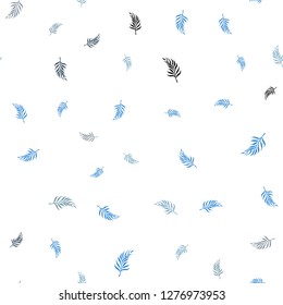 Light BLUE vector seamless doodle background with leaves. Shining colored illustration with leaves in doodle style. Pattern for design of fabric, wallpapers.