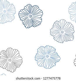 Light BLUE vector seamless doodle layout with flowers. Flowers with gradient on white background. Pattern for design of fabric, wallpapers.