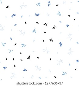 Light BLUE vector seamless doodle background with leaves. Colorful illustration in doodle style with leaves. Design for textile, fabric, wallpapers.