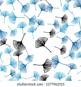 Light BLUE vector seamless doodle background with leaves. An elegant bright illustration with leaves in Natural style. Design for textile, fabric, wallpapers.