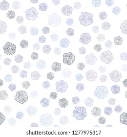 Light BLUE vector seamless doodle backdrop with flowers. Creative illustration in blurred style with flowers. Template for business cards, websites.