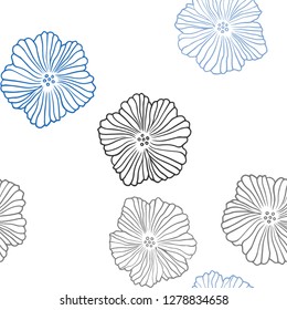 Light BLUE vector seamless doodle texture with flowers. Colorful illustration in doodle style with flowers. Design for wallpaper, fabric makers.