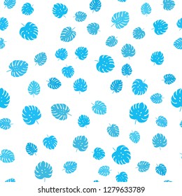 Light BLUE vector seamless doodle layout with leaves. Glitter abstract illustration with doodles and leaves. Design for wallpaper, fabric makers.