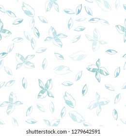 Light BLUE vector seamless doodle pattern with leaves. Decorative illustration with doodles on abstract template. Design for textile, fabric, wallpapers.