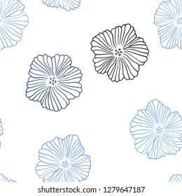Light BLUE vector seamless doodle layout with flowers. Shining colored illustration with flowers. Design for wallpaper, fabric makers.