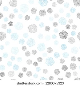 Light BLUE vector seamless doodle background with flowers. Colorful illustration in doodle style with flowers. Design for textile, fabric, wallpapers.