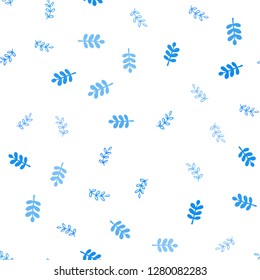 Light BLUE vector seamless doodle template with leaves. Modern geometrical abstract illustration with leaves. Template for business cards, websites.