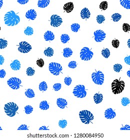 Light BLUE vector seamless doodle backdrop with leaves. New colorful illustration in doodle style with leaves. Design for textile, fabric, wallpapers.