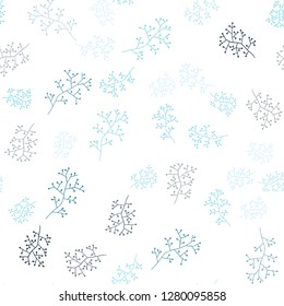 Light BLUE vector seamless doodle layout with branches. Colorful illustration in doodle style with leaves, branches. Design for wallpaper, fabric makers.