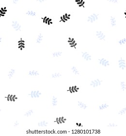 Light BLUE vector seamless doodle backdrop with leaves. An elegant bright illustration with leaves in Natural style. Texture for window blinds, curtains.