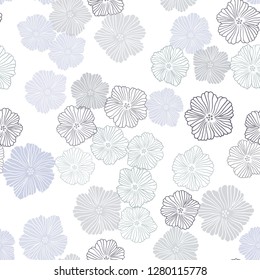 Light BLUE vector seamless doodle pattern with flowers. Doodle illustration of flowers in Origami style. Design for textile, fabric, wallpapers.