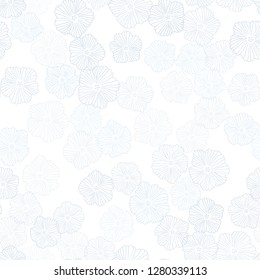 Light BLUE vector seamless doodle template with flowers. An elegant bright illustration with flowers. Design for wallpaper, fabric makers.