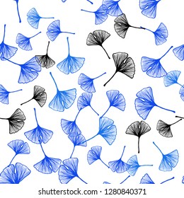 Light BLUE vector seamless doodle background with leaves. Shining colored illustration with leaves in doodle style. Design for wallpaper, fabric makers.