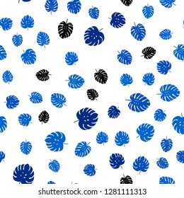 Light BLUE vector seamless doodle pattern with leaves. A vague abstract illustration with leaves in doodles style. Design for wallpaper, fabric makers.