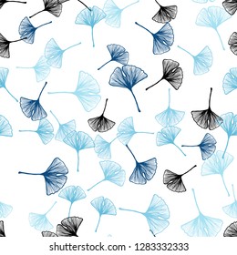 Light BLUE vector seamless doodle background with leaves. Colorful illustration in doodle style with leaves. Pattern for trendy fabric, wallpapers.