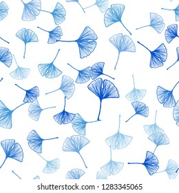 Light BLUE vector seamless doodle backdrop with leaves. leaves on elegant natural pattern with gradient. Pattern for trendy fabric, wallpapers.