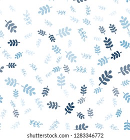Light BLUE vector seamless doodle template with leaves, branches. Illustration with doodles on abstract template. Pattern for trendy fabric, wallpapers.