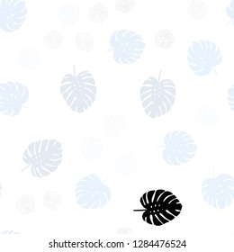 Light BLUE vector seamless doodle pattern with flowers, leaves. Illustration with doodles on abstract template. Pattern for trendy fabric, wallpapers.