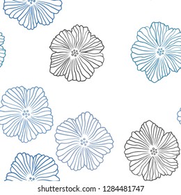 Light BLUE vector seamless doodle background with flowers. Colorful illustration with flowers in doodle style. Design for wallpaper, fabric makers.