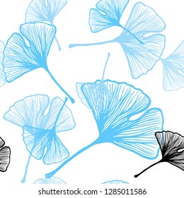 Light BLUE vector seamless doodle background with leaves. Modern geometrical abstract illustration with leaves. Design for wallpaper, fabric makers.