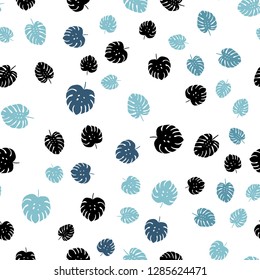 Light BLUE vector seamless doodle texture with leaves. Decorative illustration with doodles on abstract template. Pattern for design of fabric, wallpapers.