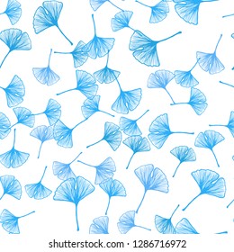 Light BLUE vector seamless doodle backdrop with leaves. Doodle illustration of leaves in Origami style with gradient. Template for business cards, websites.