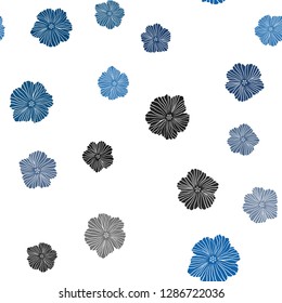 Light BLUE vector seamless doodle texture with flowers. Flowers in natural style on white background. Design for wallpaper, fabric makers.