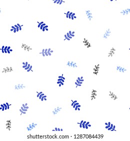 Light BLUE vector seamless doodle pattern with leaves. Modern geometrical abstract illustration with leaves. Pattern for trendy fabric, wallpapers.
